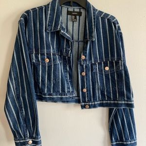 stripped denim jacket